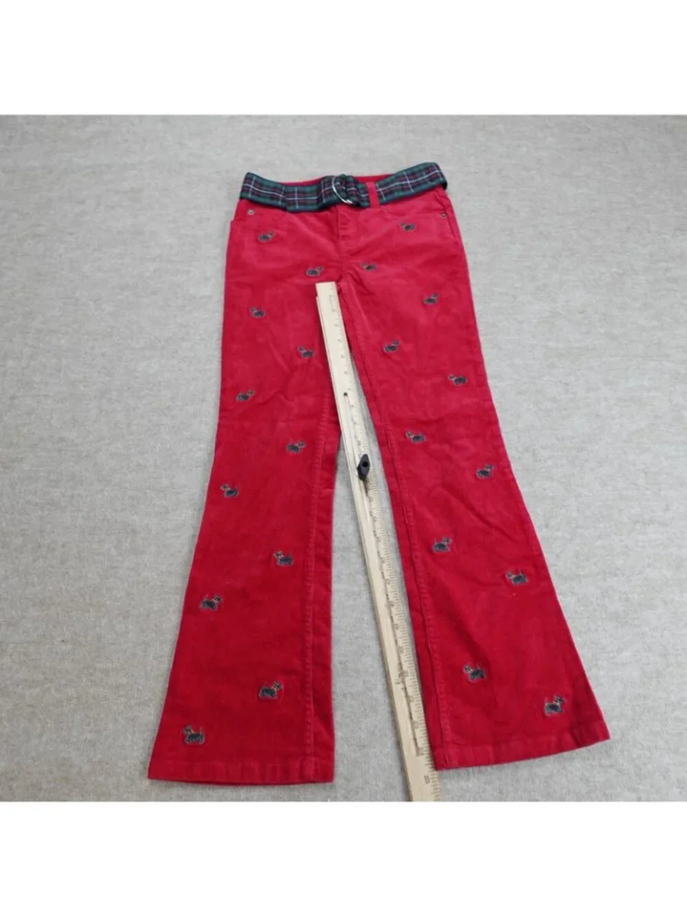 Ralph Lauren Girls Pants Red 8 Scotty Dog Critter Flare Corduroy